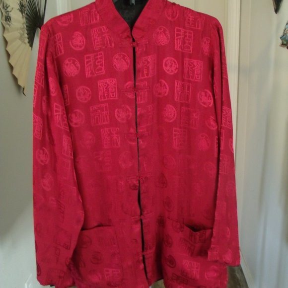 Large Black and Red Japanese Reversible Blouse - Picture 2 of 7